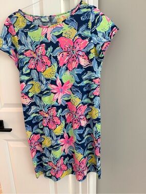 Lilly Pulitzer Navy Floral Mini Dress with Pink & Lime Accents